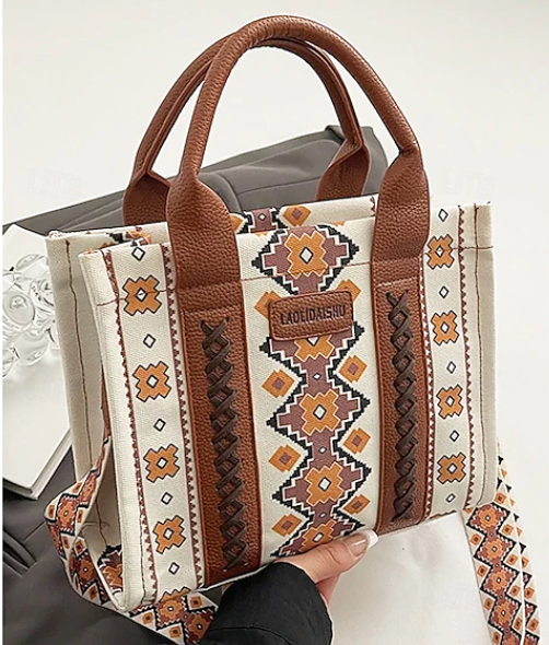 sac fourre-tout à imprimé ethnique bohème