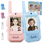 Talkie-Walkie Vidéo Enfant avec Caméra & Écran – Duo Rechargeable – Bleu / Rose – TANISTA